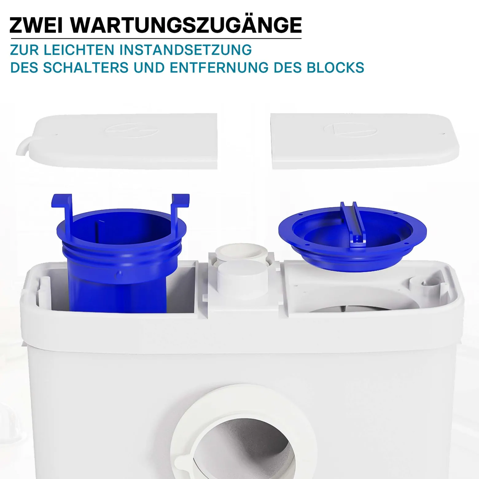 XPOtool 3/1 Kleinhebeanlage mit Frontanschluss, Hebeanlage 450 W mit Häcksler, Abwasserhebeanlage bis 7,5 m, Fäkalienhebeanlage für WC und Dusche