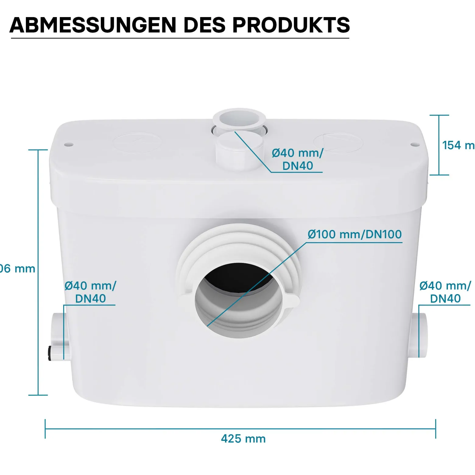 XPOtool 3/1 Kleinhebeanlage mit Frontanschluss, Hebeanlage 450 W mit Häcksler, Abwasserhebeanlage bis 7,5 m, Fäkalienhebeanlage für WC und Dusche