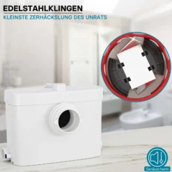 XPOtool 3/1 Kleinhebeanlage mit Frontanschluss, Hebeanlage 450 W mit Häcksler, Abwasserhebeanlage bis 7,5 m, Fäkalienhebeanlage für WC und Dusche