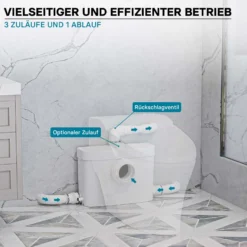 XPOtool 3/1 Kleinhebeanlage mit Frontanschluss, Hebeanlage 450 W mit Häcksler, Abwasserhebeanlage bis 7,5 m, Fäkalienhebeanlage für WC und Dusche