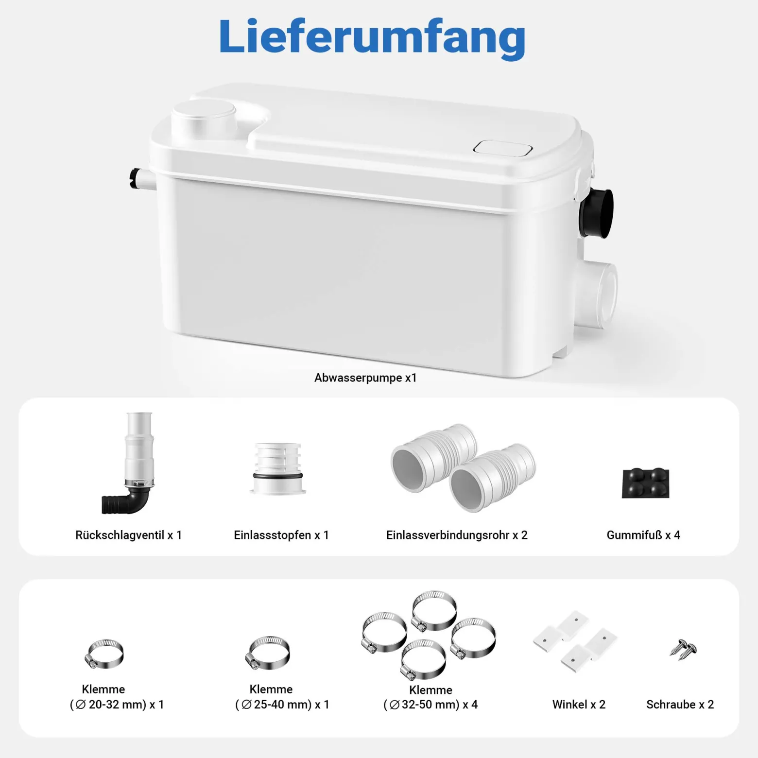 XPOtool 3/1 Kleinhebeanlage 250 W mit 3 Einlässen, Hebeanlage bis 8,5 m Höhe, Abwasserhebeanlage z. B. für WC und Dusche, kompakte Fäkalienhebeanlage