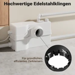 XPOtool 4/2 Kleinhebeanlage 800 W mit Häcksler, Hebeanlage bis 9 m Höhe, Abwasserhebeanlage mit 4 Einlässen, Fäkalienhebeanlage für WC und Dusche
