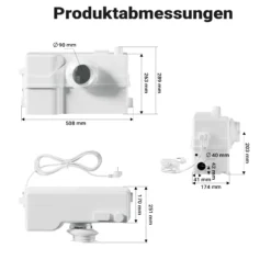XPOtool 4/2 Kleinhebeanlage 800 W mit Häcksler, Hebeanlage bis 9 m Höhe, Abwasserhebeanlage mit 4 Einlässen, Fäkalienhebeanlage für WC und Dusche