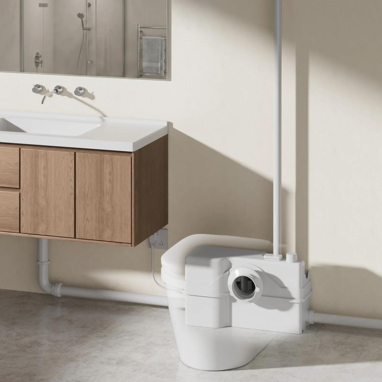 XPOtool 4/2 Kleinhebeanlage 800 W mit Häcksler, Hebeanlage bis 9 m Höhe, Abwasserhebeanlage mit 4 Einlässen, Fäkalienhebeanlage für WC und Dusche