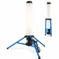 XPOtool LED Tower 100W 360° Ausleuchtung Baustrahler 10.000 Lumen Arbeitsstrahler mit Steckdose