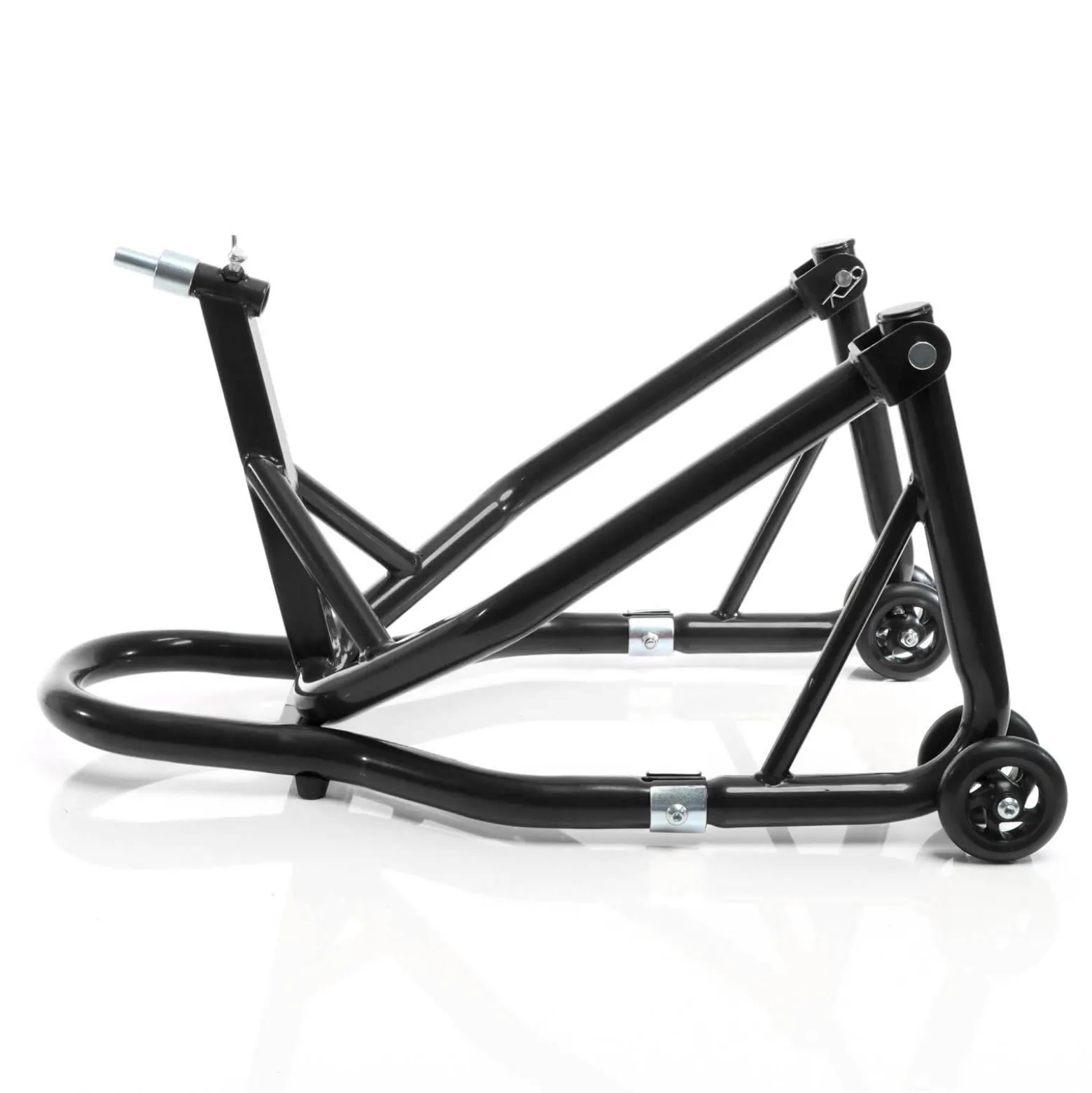 XPOtool Lenkkopf-Montageständer 13-18 mm für Motorrad bis 250 kg inkl. 5 Adapter, Lenkkopfständer für Vorderrad, Motorradständer aus Stahl