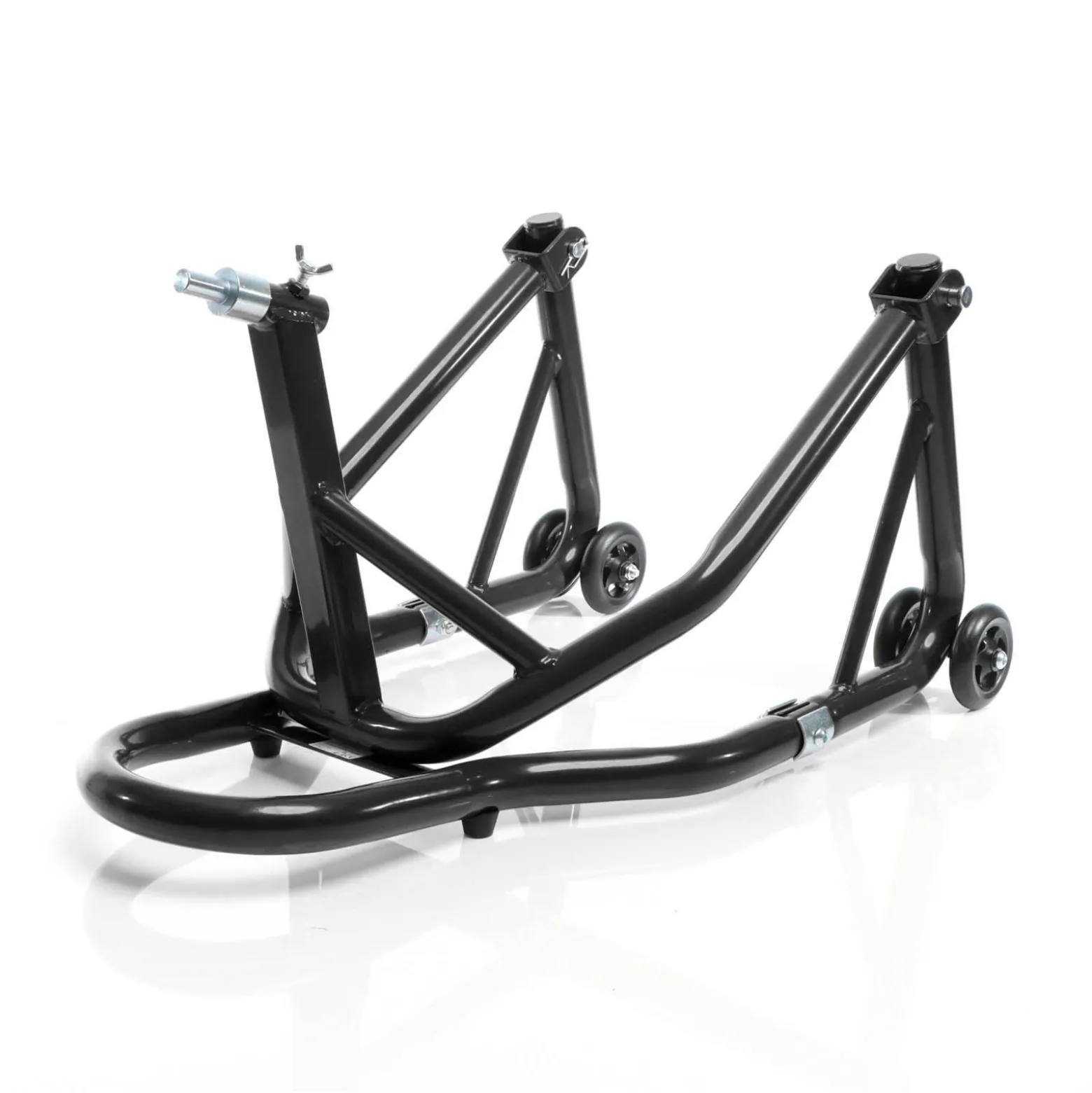 XPOtool Lenkkopf-Montageständer 13-18 mm für Motorrad bis 250 kg inkl. 5 Adapter, Lenkkopfständer für Vorderrad, Motorradständer aus Stahl