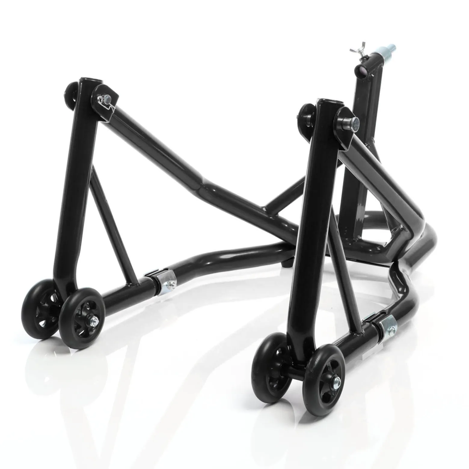 XPOtool Lenkkopf-Montageständer 13-18 mm für Motorrad bis 250 kg inkl. 5 Adapter, Lenkkopfständer für Vorderrad, Motorradständer aus Stahl