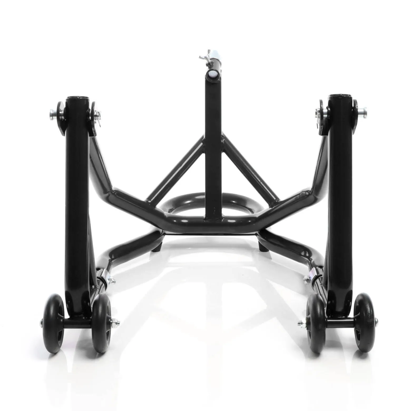 XPOtool Lenkkopf-Montageständer 13-18 mm für Motorrad bis 250 kg inkl. 5 Adapter, Lenkkopfständer für Vorderrad, Motorradständer aus Stahl