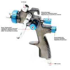 XPOtool LVLP Lackierpistole, 1,4 mm Düse, 500 ml Aluminium Becher, 100 mm Strahlbreite, Spritzpistole Sprühpistole Airbrushpistole
