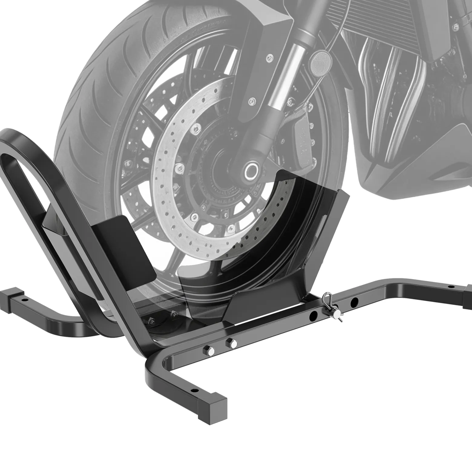 XPOtool Motorradständer für 17-21", 60-120 mm Vorderrad, einstellbare Motorradwippe aus Stahl, als Transportständer und Montageständer