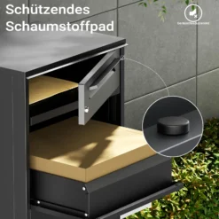XPOtool Paketkasten Schwarz 500 x 370 x 1120 mm, Paketbox Zuhause, private Paketannahme passend für Pakete und Päckchen, Standbriefkasten Stahl