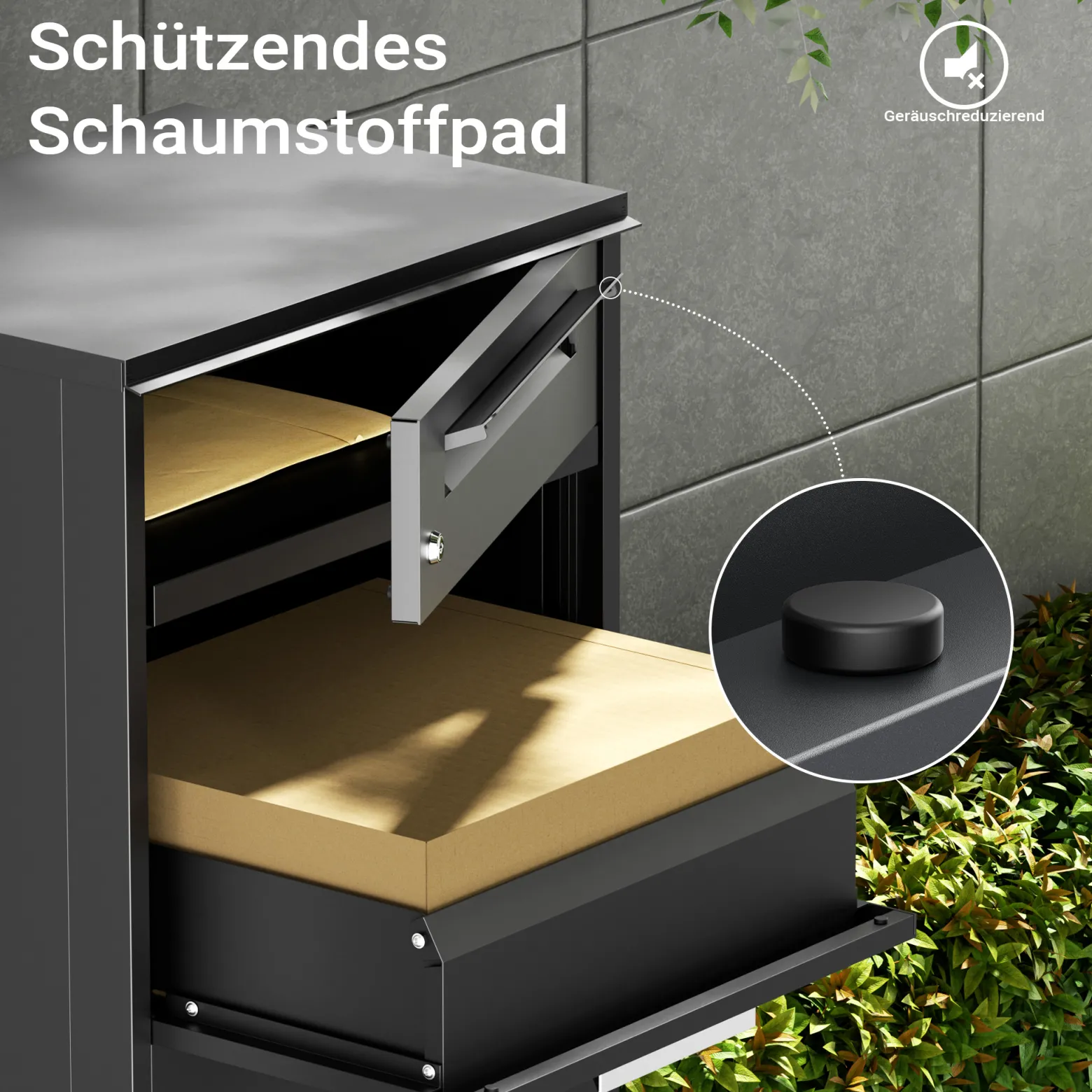 XPOtool Paketkasten Schwarz 500 x 370 x 1120 mm, Paketbox Zuhause, private Paketannahme passend für Pakete und Päckchen, Standbriefkasten Stahl