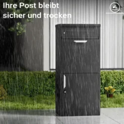 XPOtool Paketkasten Schwarz 500 x 370 x 1120 mm, Paketbox Zuhause, private Paketannahme passend für Pakete und Päckchen, Standbriefkasten Stahl