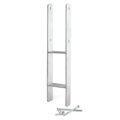 XPOtool Pfostenträger feuerverzinkt 2 Stück 71 x 600mm, H-Anker aus Carbonstahl, Pfostenanker mit Bohrlöchern M10 x 90, Pfostenschuh mit 2 Verstrebungen
