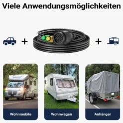 XPOtool 13 Pin Anhänger 5 m Kabel 13-poliges Anhängerkabel für Rückleuchten bei Anhänger und Wohnwagen