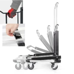 XPOtool Plattformwagen bis 150 kg 710x410 mm, Transportkarre klappbar mit Vollgummireifen, Bremse und Ladefläche ausziehbar, Transportwagen