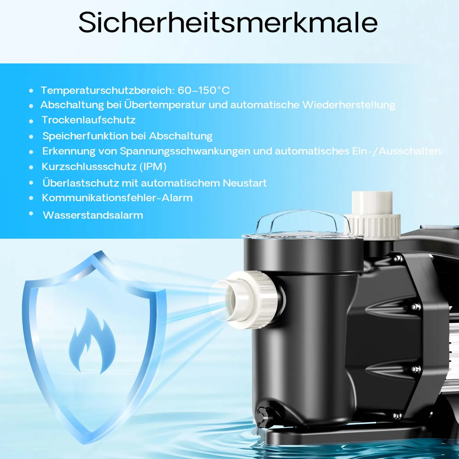 XPOtool Poolpumpe mit variabler Drehzahl 750W Schwimmbadpumpe 21000l/h Umwälzpumpe 17m Förderhöhe