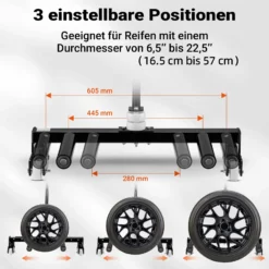 XPOtool Reifenmontagewagen bis 250 kg, Radheber aus Stahl als Radmontagehilfe für 17-56,5 cm (6,5-22,5