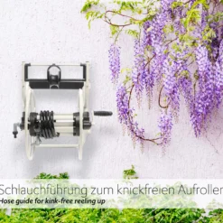 XPOtool Schlauchtrommel aus Metall, Gartenschlauch-Trommel zur Wandmontage, mit Handkurbel, für 60m Wasserschlauch, ohne Schlauch, Gartenbewässerung