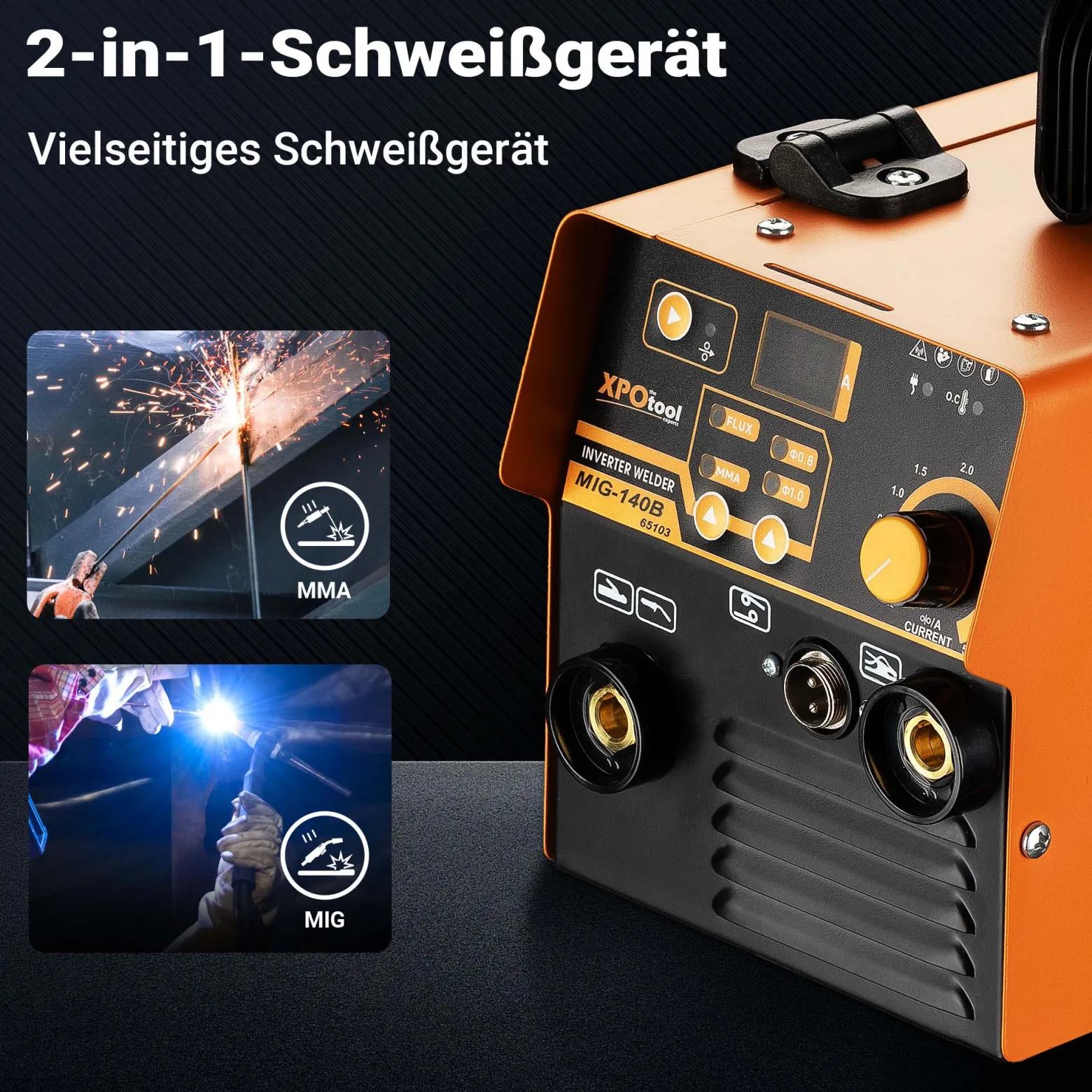 XPOtool Schweißgerät Digital IGBT 30-120 A, Inverter Schweißgerät MMA 220 V, mobiles Schweißgerät mit umfangreichem Zubehör, Schweiß Gerät mit LED-Anzeige