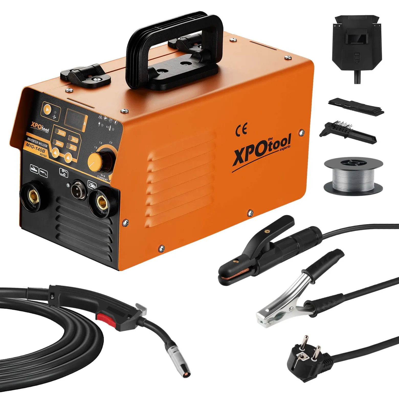 XPOtool Schweißgerät Digital IGBT 30-120 A, Inverter Schweißgerät MMA 220 V, mobiles Schweißgerät mit umfangreichem Zubehör, Schweiß Gerät mit LED-Anzeige