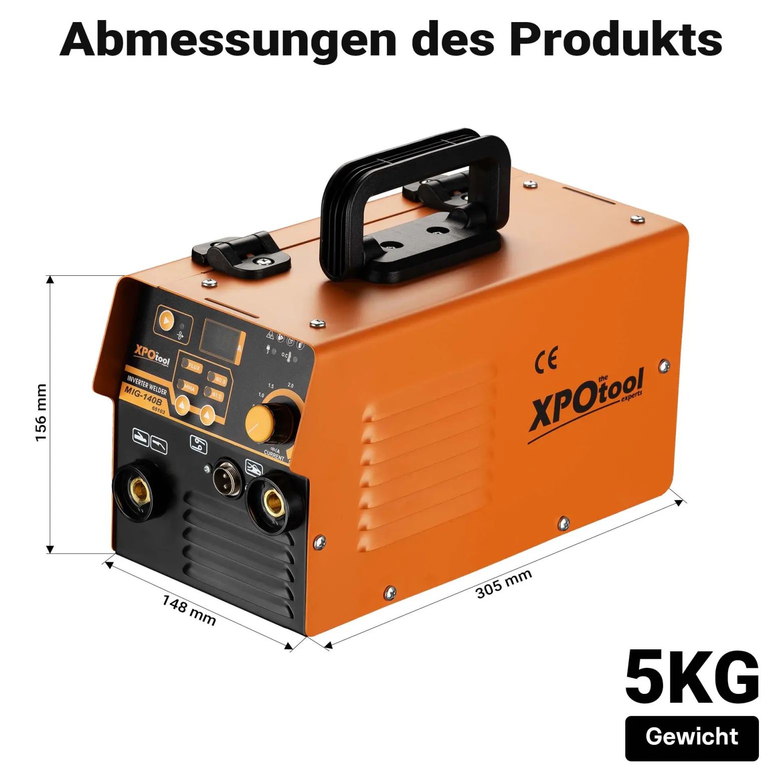 XPOtool Schweißgerät Digital IGBT 30-120 A, Inverter Schweißgerät MMA 220 V, mobiles Schweißgerät mit umfangreichem Zubehör, Schweiß Gerät mit LED-Anzeige