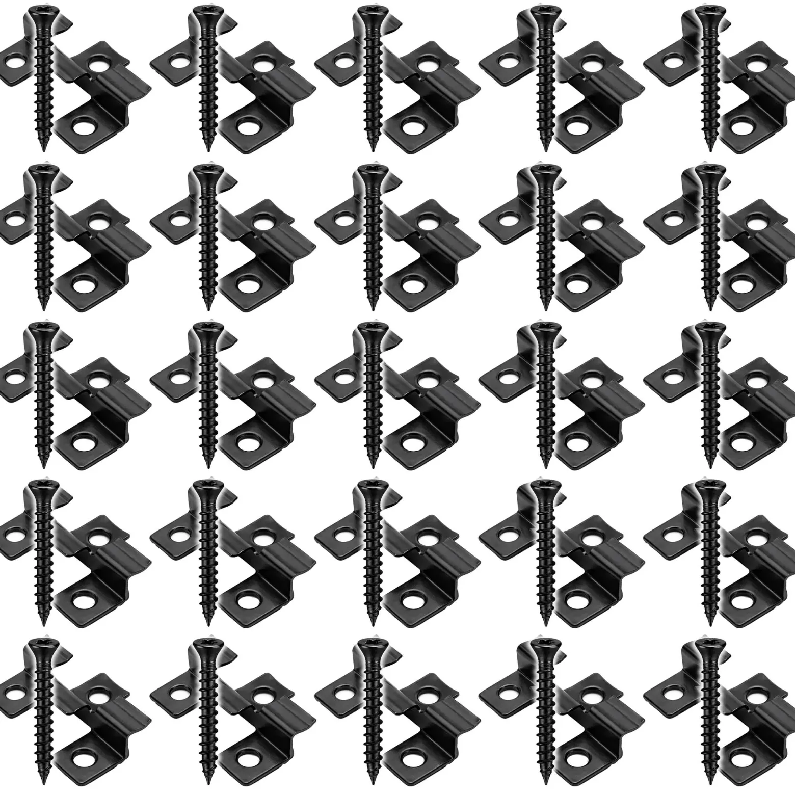 XPOtool Set 50x Edelstahl Clips 6 mm, schwarz, 60x Sechsrund Schrauben 3,5x20 mm T15 zur Montage von Terrassendiele mit 6 mm Nut