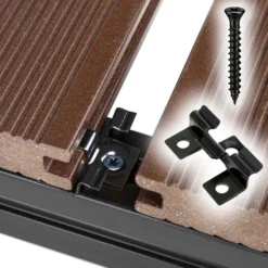 XPOtool Set 50x Edelstahl Clips 6 mm, schwarz, 60x Sechsrund Schrauben 3,5x20 mm T15 zur Montage von Terrassendiele mit 6 mm Nut