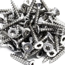 XPOtool Set 50x Edelstahl Clips 8 mm, 60x Sechsrund Schrauben 3,5x20 mm T15 zur Montage von Terrassendiele mit 8 mm Nut