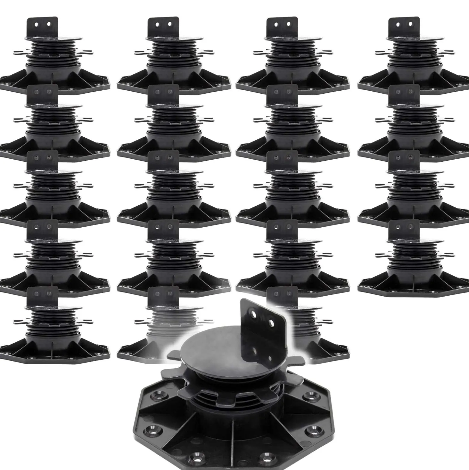 XPOtool Set 20x Stelzlager für Terrassen, 2700kg, 33-64mm, höhenverstellbare Stellfüße für Terrassendielen, Platten und Planken