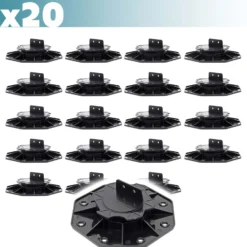 XPOtool Set 20x Stelzlager für Terrassen, 2700kg, 18-28mm, höhenverstellbare Stellfüße für Terrassendielen, Platten und Planken