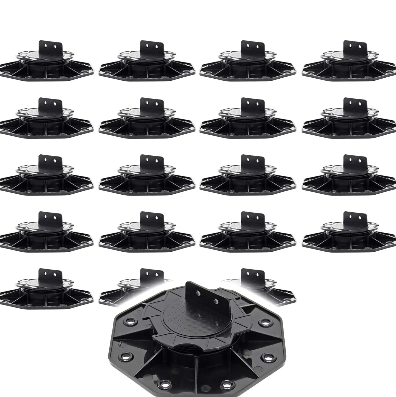 XPOtool Set 20x Stelzlager für Terrassen, 2700kg, 18-28mm, höhenverstellbare Stellfüße für Terrassendielen, Platten und Planken