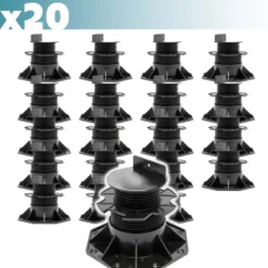 XPOtool Set 20x Stelzlager für Terrassen, 2700kg, 60-138mm, höhenverstellbare Stellfüße für Terrassendielen, Platten und Planken