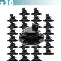 XPOtool Set 30x Stelzlager für Terrassen, 2700kg, 33-64mm, höhenverstellbare Stellfüße für Terrassendielen, Platten und Planken