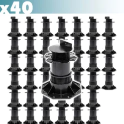 XPOtool Set 40x Stelzlager für Terrassen, 2700kg, 137-215mm, höhenverstellbare Stellfüße für Terrassendielen, Platten und Planken