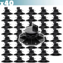 XPOtool Set 40x Stelzlager für Terrassen, 2700kg, 33-64mm, höhenverstellbare Stellfüße für Terrassendielen, Platten und Planken