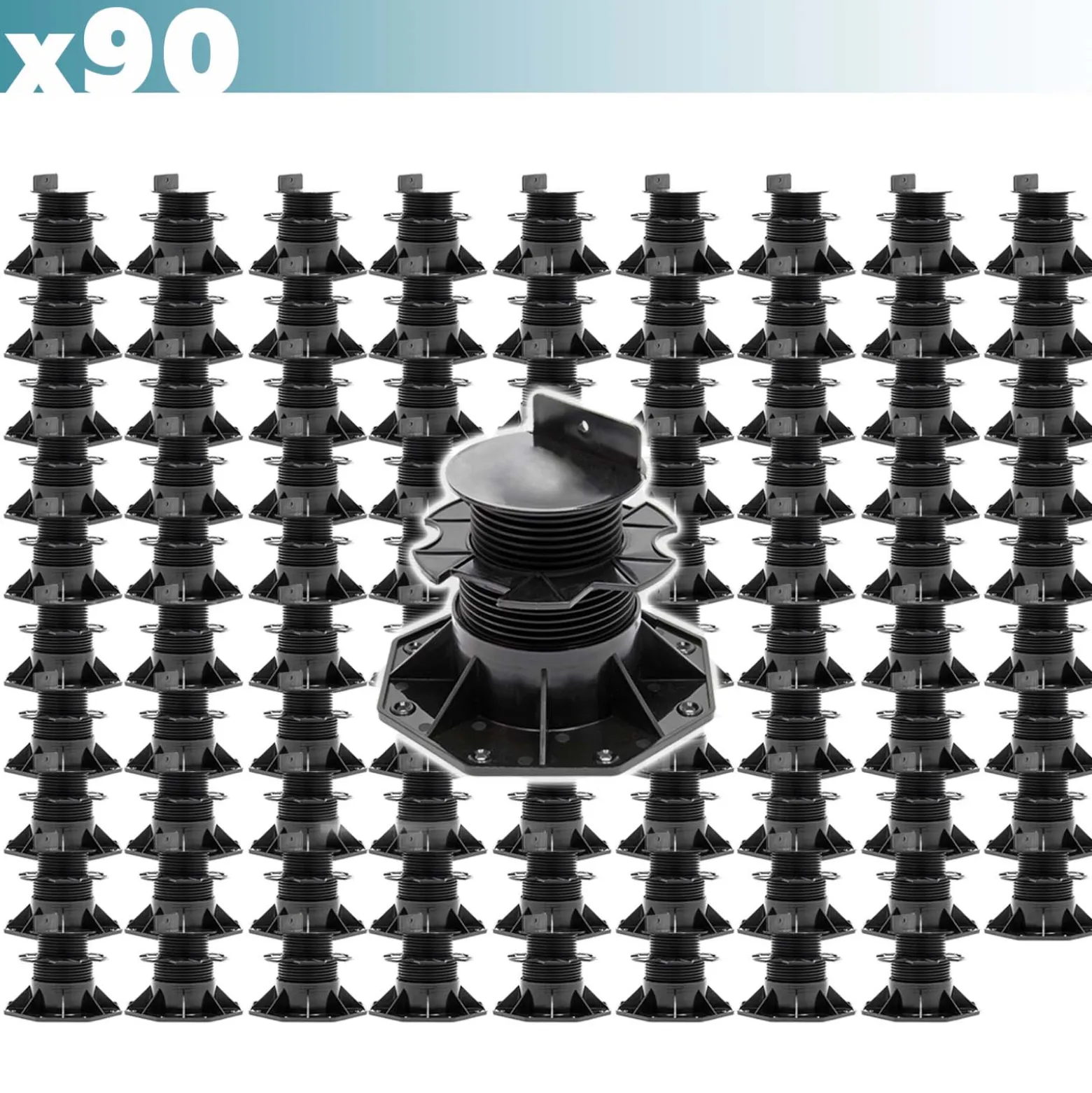 XPOtool Set 90x Stelzlager für Terrassen, 2700kg, 60-138mm, höhenverstellbare Stellfüße für Terrassendielen, Platten und Planken
