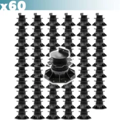 XPOtool Set 60x Stelzlager für Terrassen, 2700kg, 60-138mm, höhenverstellbare Stellfüße für Terrassendielen, Platten und Planken