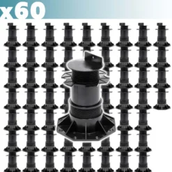 XPOtool Set 60x Stelzlager für Terrassen, 2700kg, 137-215mm, höhenverstellbare Stellfüße für Terrassendielen, Platten und Planken