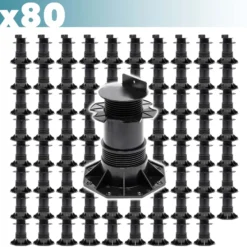 XPOtool Set 80x Stelzlager für Terrassen, 2700kg, 137-215mm, höhenverstellbare Stellfüße für Terrassendielen, Platten und Planken
