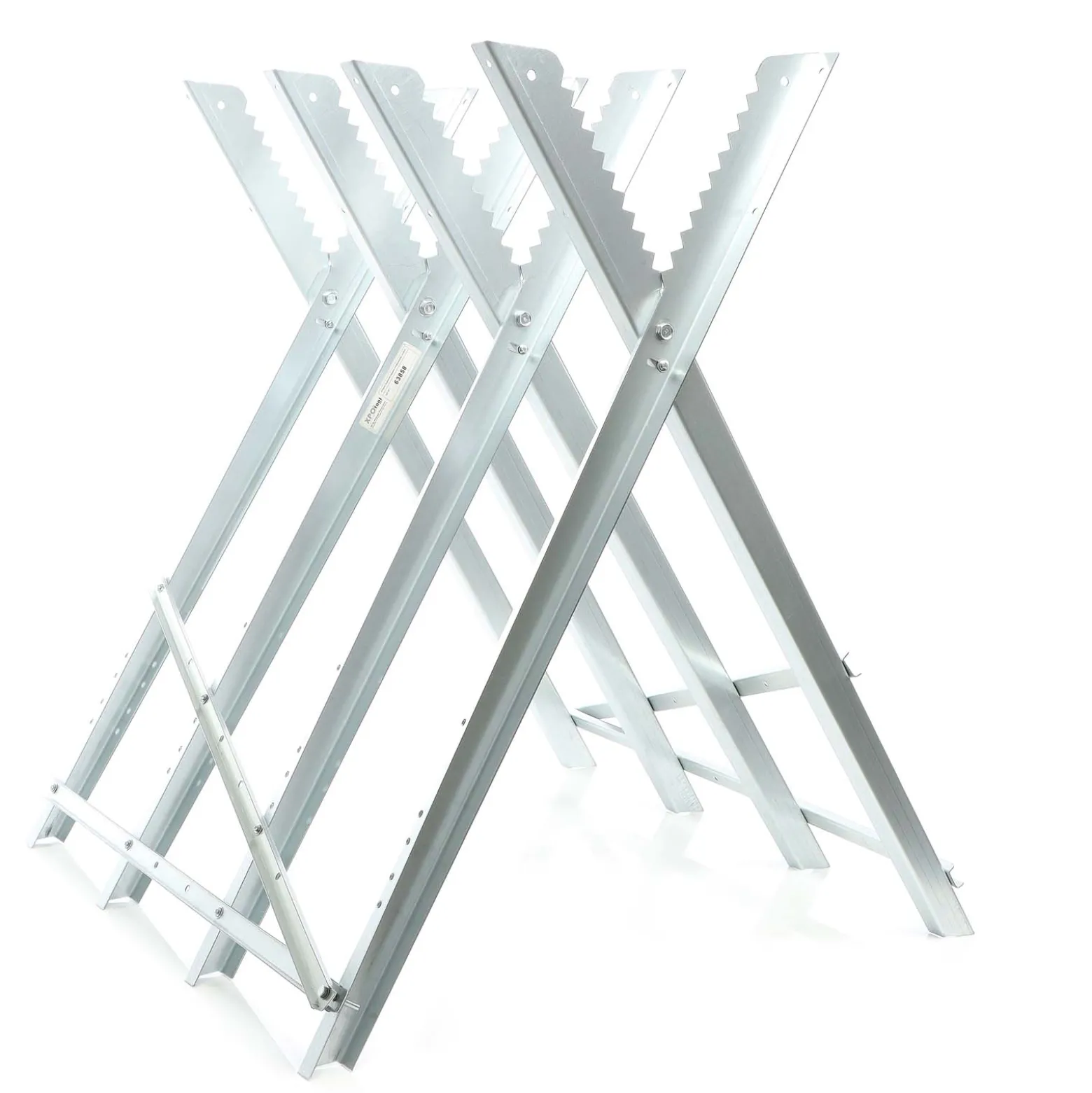 XPOtool Sägebock verzinkt klappbar, 81x82x80 cm, mit 4 Haltern und Zahnung, Holzschneidebock als Sägehilfe, bis 100 kg