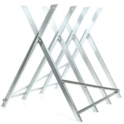 XPOtool Sägebock verzinkt klappbar, 81x82x80 cm, mit 4 Haltern und Zahnung, Holzschneidebock als Sägehilfe, bis 100 kg