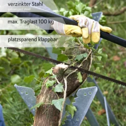 XPOtool Sägebock verzinkt klappbar, 81x82x80 cm, mit 4 Haltern und Zahnung, Holzschneidebock als Sägehilfe, bis 100 kg
