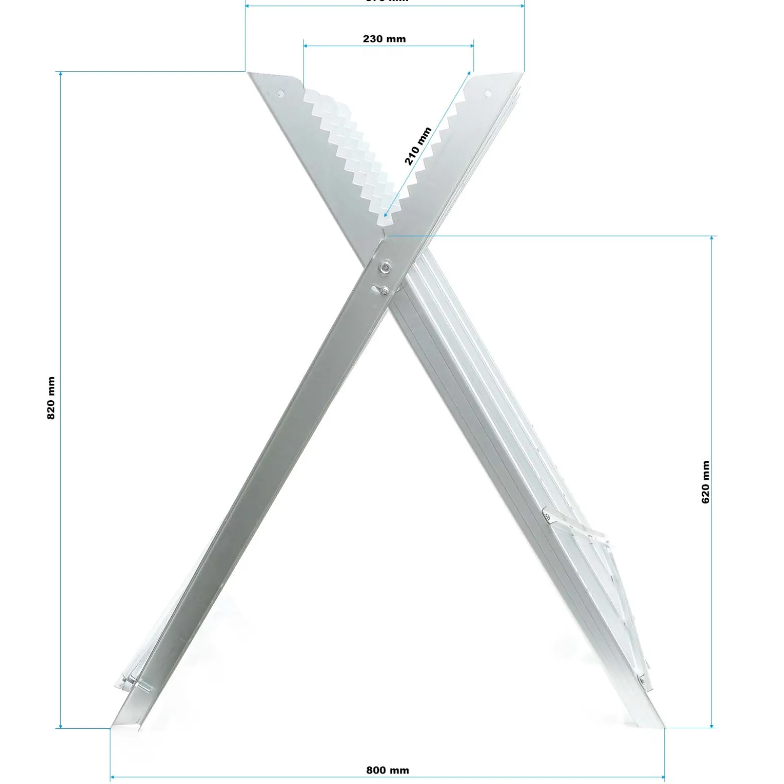 XPOtool Sägebock verzinkt klappbar, 81x82x80 cm, mit 4 Haltern und Zahnung, Holzschneidebock als Sägehilfe, bis 100 kg
