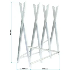 XPOtool Sägebock verzinkt klappbar, 81x82x80 cm, mit 4 Haltern und Zahnung, Holzschneidebock als Sägehilfe, bis 100 kg