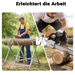 XPOtool Sägebock verzinkt klappbar, 79x81x80 cm, mit 3 Haltern und Zahnung, Holzschneidebock als Sägehilfe, bis 100 kg