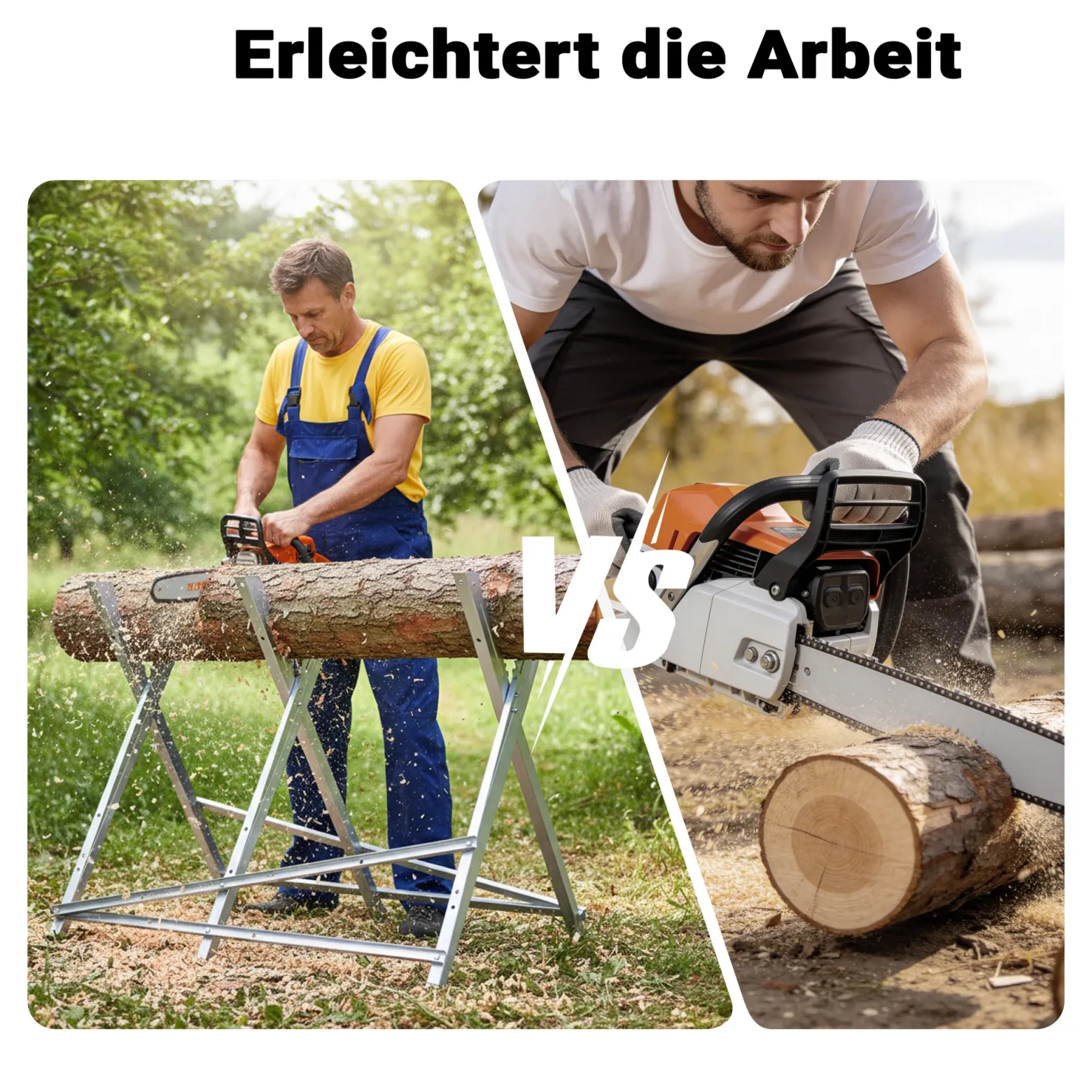 XPOtool Sägebock verzinkt klappbar, 79x81x80 cm, mit 3 Haltern und Zahnung, Holzschneidebock als Sägehilfe, bis 100 kg