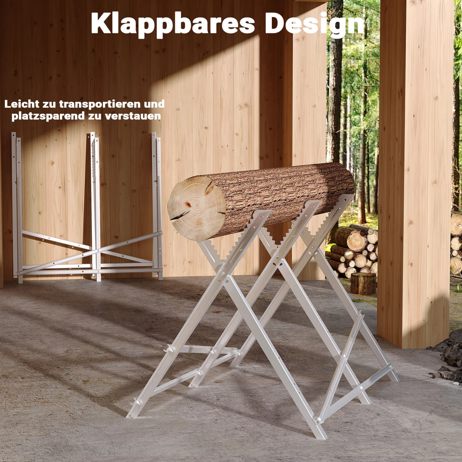 XPOtool Sägebock verzinkt klappbar, 79x81x80 cm, mit 3 Haltern und Zahnung, Holzschneidebock als Sägehilfe, bis 100 kg