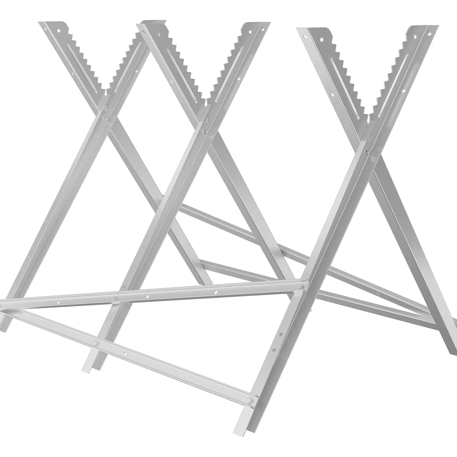 XPOtool Sägebock verzinkt klappbar, 79x81x80 cm, mit 3 Haltern und Zahnung, Holzschneidebock als Sägehilfe, bis 100 kg